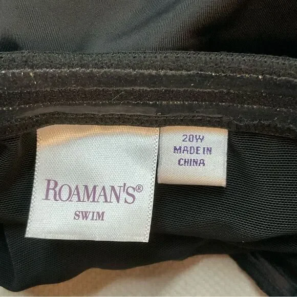 NEW ROAMAN’S Swim Black White Cutwork Detail Swim Dress 20W
